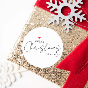 Elegant Minimalist Merry Christmas Classic Round Sticker