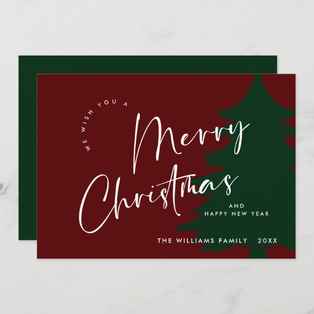 Elegant Minimalist Merry Christmas Greeting Holiday Card (Front/Back)
