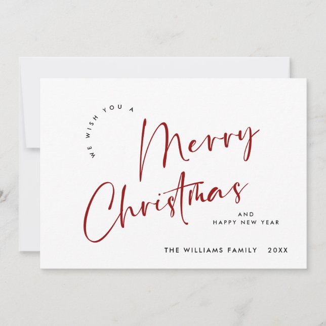 Elegant Minimalist Merry Christmas Greeting Holiday Card (Front)