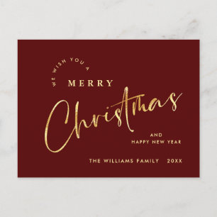 Elegant Minimalist Merry Christmas Greeting Holiday Postcard