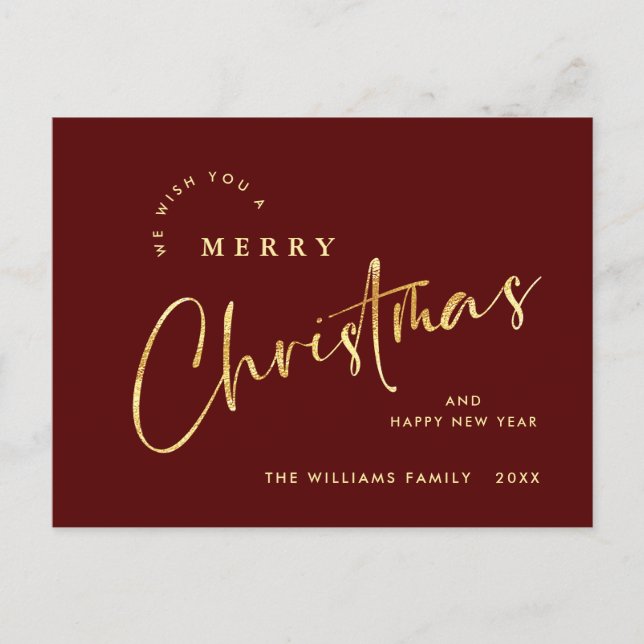 Elegant Minimalist Merry Christmas Greeting Holiday Postcard (Front)