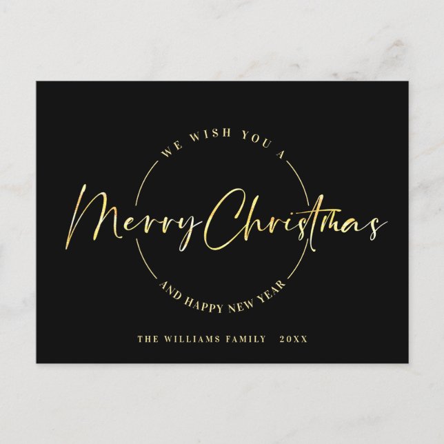 Elegant Minimalist Merry Christmas Greeting Holiday Postcard (Front)