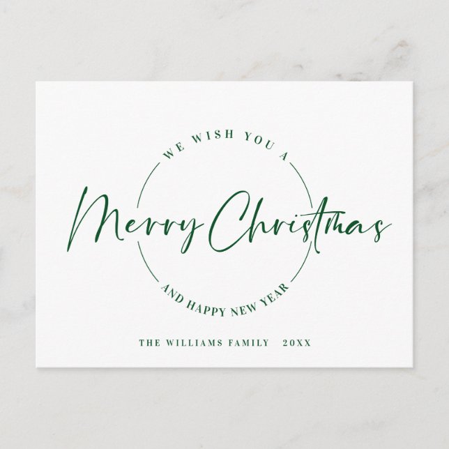 Elegant Minimalist Merry Christmas Greeting Holiday Postcard (Front)