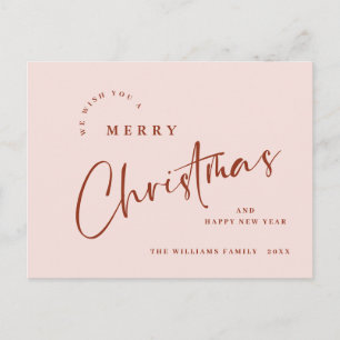 Elegant Minimalist Merry Christmas Greeting Holiday Postcard