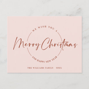 Elegant Minimalist Merry Christmas Greeting Holiday Postcard