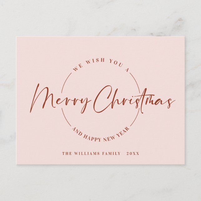 Elegant Minimalist Merry Christmas Greeting Holiday Postcard (Front)