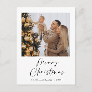 Elegant Minimalist Merry Christmas Greeting Holiday Postcard