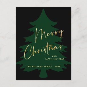 Elegant Minimalist Merry Christmas Greeting Holiday Postcard