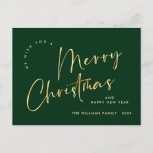 Elegant Minimalist Merry Christmas Greeting Postcard