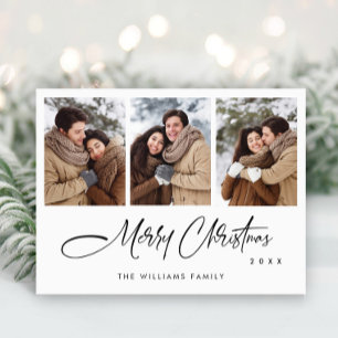 Elegant Minimalist Merry Christmas Holiday Photo Postcard