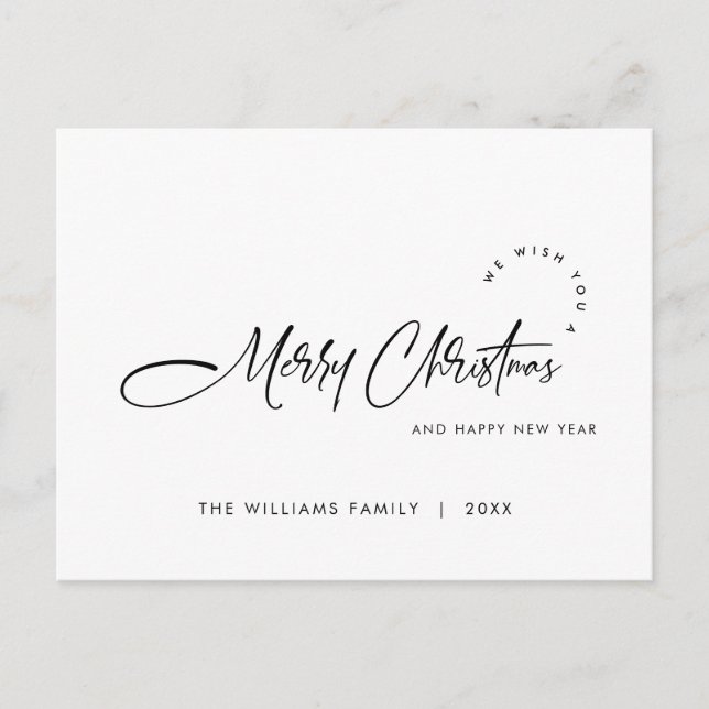 Elegant Minimalist Merry Christmas Holiday Postcard (Front)