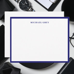 Elegant Minimalist Midnight Blue Name Border Flat Card