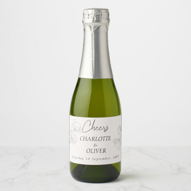 Elegant Minimalist Mini Champagne Bottle Label Set (Front)