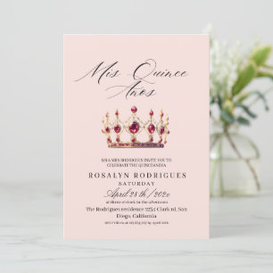 Elegant Minimalist Mis Quince Anos Dusty Pink Invitation