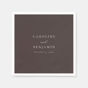 Elegant Minimalist Mocha Brown Calligraphy Wedding Napkin