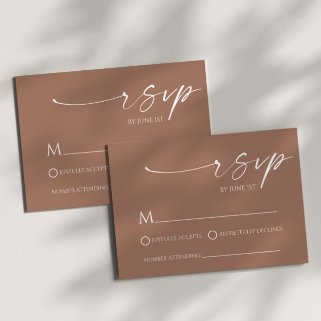 Elegant Minimalist Mocha Mousse Wedding RSVP Card (Creator Uploaded)