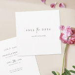 Elegant Minimalist Modern Black Script Wedding Save The Date<br><div class="desc">This simply chic wedding save the date flat card template features an elegant, minimalist, modern design. The default card shape is a distinct square, but you can easily change this to a more standard shape and size if you prefer. You can also try it in editing mode with both sharp...</div>