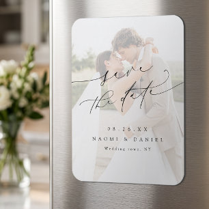 Elegant Minimalist Modern Chic Script Photo Magnet