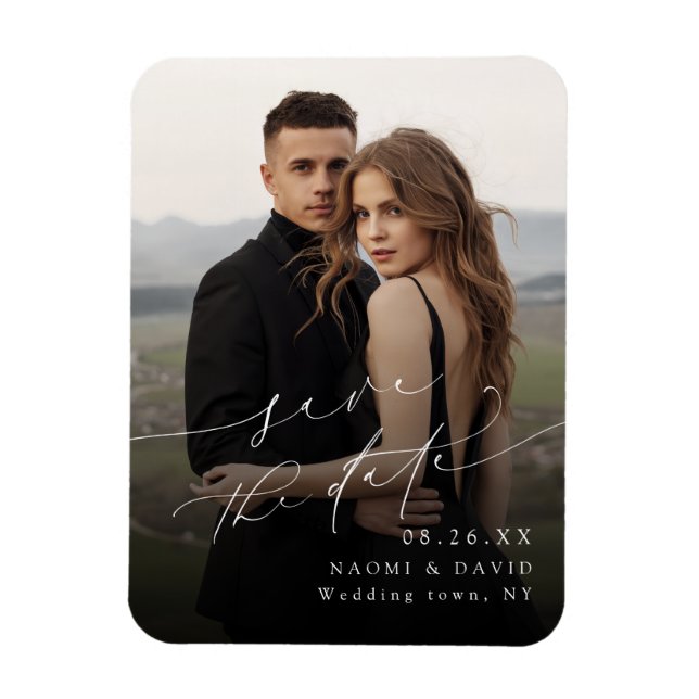 Elegant Minimalist Modern Chic Script Photo Magnet (Vertical)