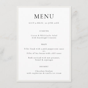 Elegant Minimalist   Modern Chic Simple Wedding Menu