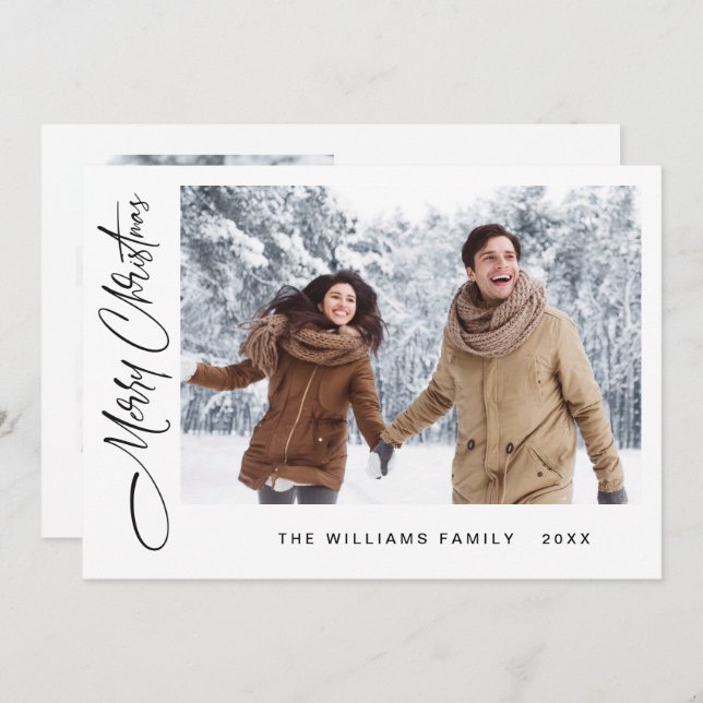Elegant Minimalist Modern Christmas 2 Photo Holiday Card (Front/Back)