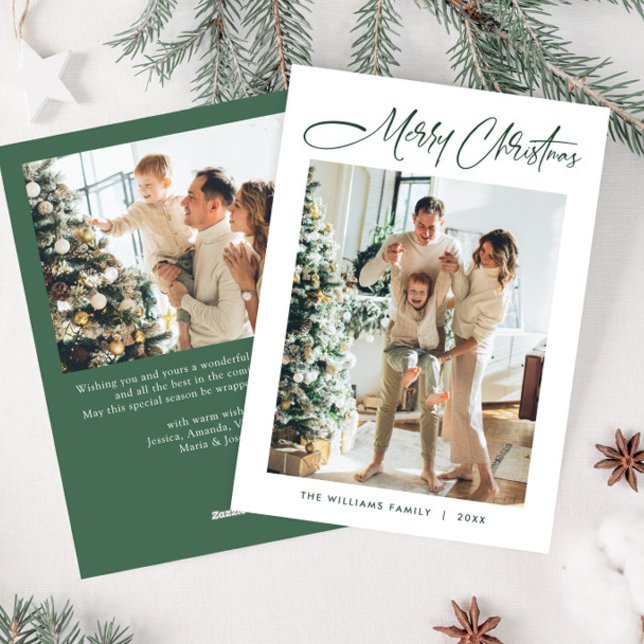 Elegant Minimalist Modern Christmas 2 Photo Holiday Card (Creator Uploaded)