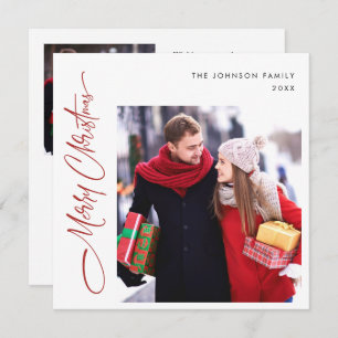 Elegant Minimalist Modern Christmas 3 Photo Holiday Card