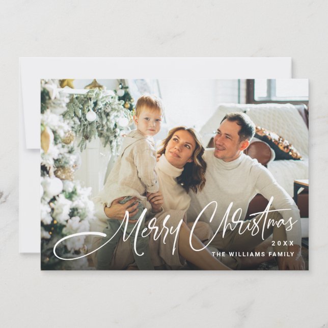 Elegant Minimalist Modern Christmas 3 Photo Holiday Card (Front)