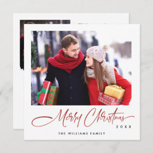 Elegant Minimalist Modern Christmas 3 Photo Holiday Card