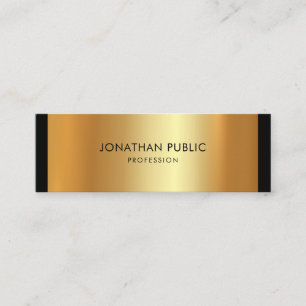 Elegant Minimalist Modern Clean Plain Golden Glam Mini Business Card