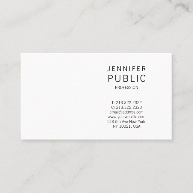 Elegant Minimalist Modern Clean Plain Professional Business Card (Front)
