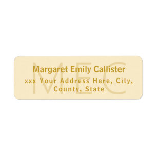Elegant Minimalist Modern Creamy Ivory and Golden Return Address Label
