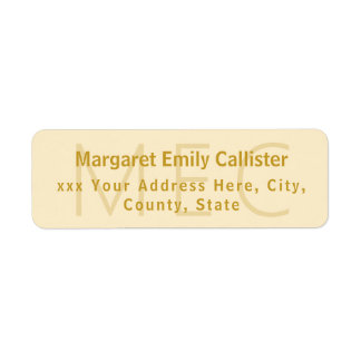 Elegant Minimalist Modern Creamy Ivory and Golden Return Address Label