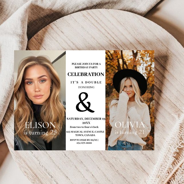 Elegant Minimalist Modern Double Birthday  Invitation (Creator Uploaded)