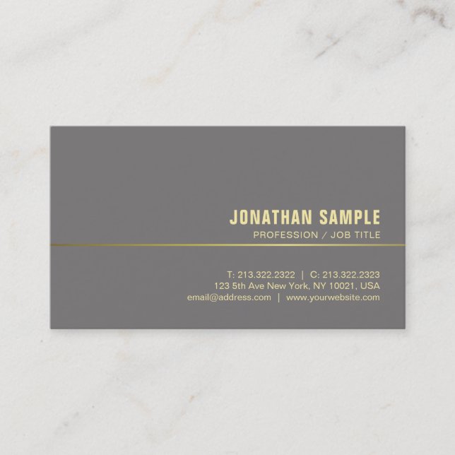 Elegant Minimalist Modern Gold Plain Chic Luxury Business Card (Front)
