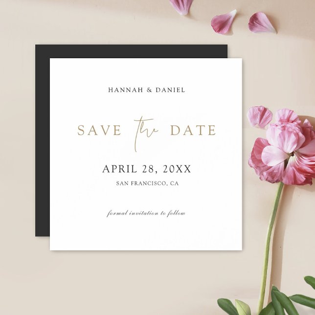 Elegant Minimalist Modern Gold Save the Date Magnetic Invitation (Creator Uploaded)