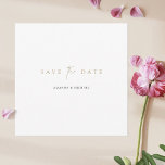 Elegant Minimalist Modern Gold Wedding Save The Date<br><div class="desc">This simply chic wedding save the date flat card template features an elegant, minimalist, modern design. The default card shape is a distinct square, but you can easily change this to a more standard shape and size if you prefer. You can also try it in editing mode with both sharp...</div>