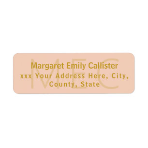 Elegant Minimalist Modern Golden and Peach Return Address Label