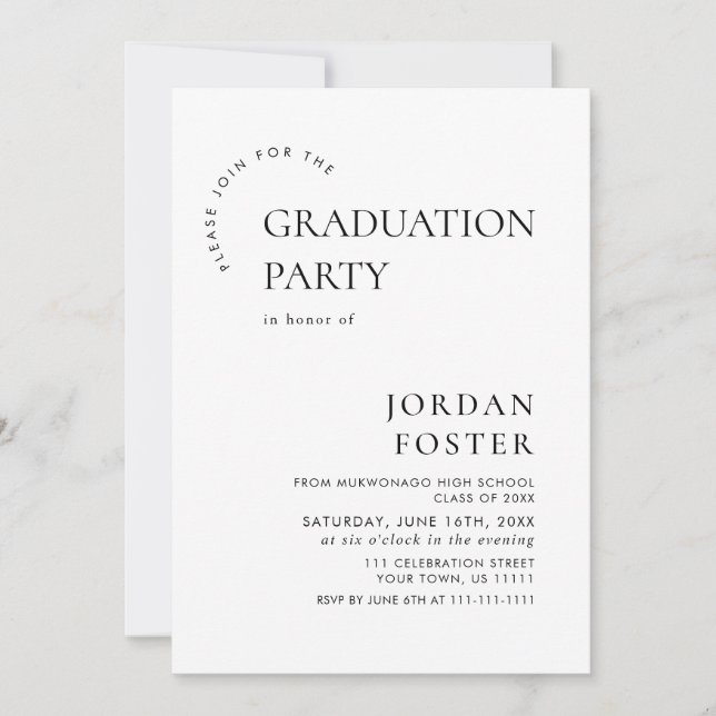 Elegant Minimalist Modern Graduation Party Invitation (Front)