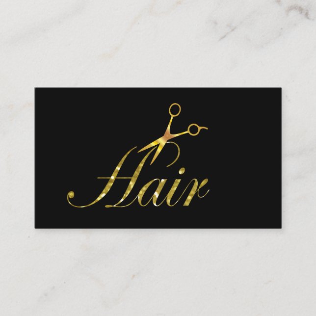 Elegant Minimalist Modern Hair Stylist Black Business Card (Front)