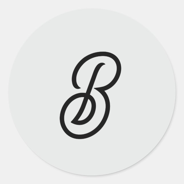 Elegant minimalist modern initial on grey classic round sticker (Front)