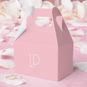 Elegant minimalist modern initial on pastel pink favour box