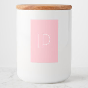Elegant minimalist modern initial on pastel pink food label