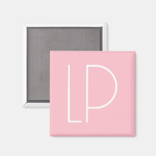 Elegant minimalist modern initial on pastel pink magnet