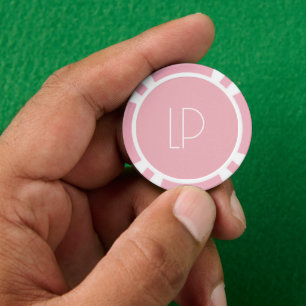 Elegant minimalist modern initial on pastel pink poker chips