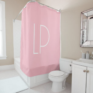 Elegant minimalist modern initial on pastel pink shower curtain