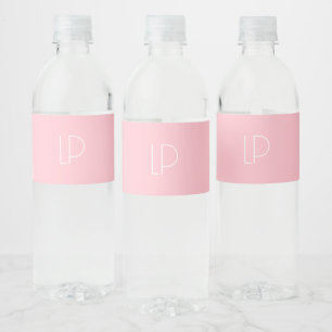 Elegant minimalist modern initial on pastel pink water bottle label