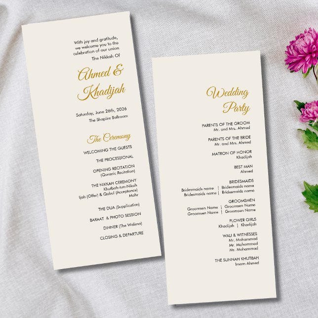 Elegant Minimalist Modern Islamic Wedding Program (Creator Uploaded)