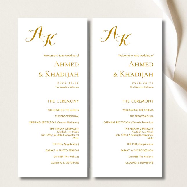 Elegant Minimalist Modern Islamic Wedding Program (Creator Uploaded)