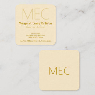 Elegant, Minimalist, Modern Ivory Cream and Golden Square Business Card
